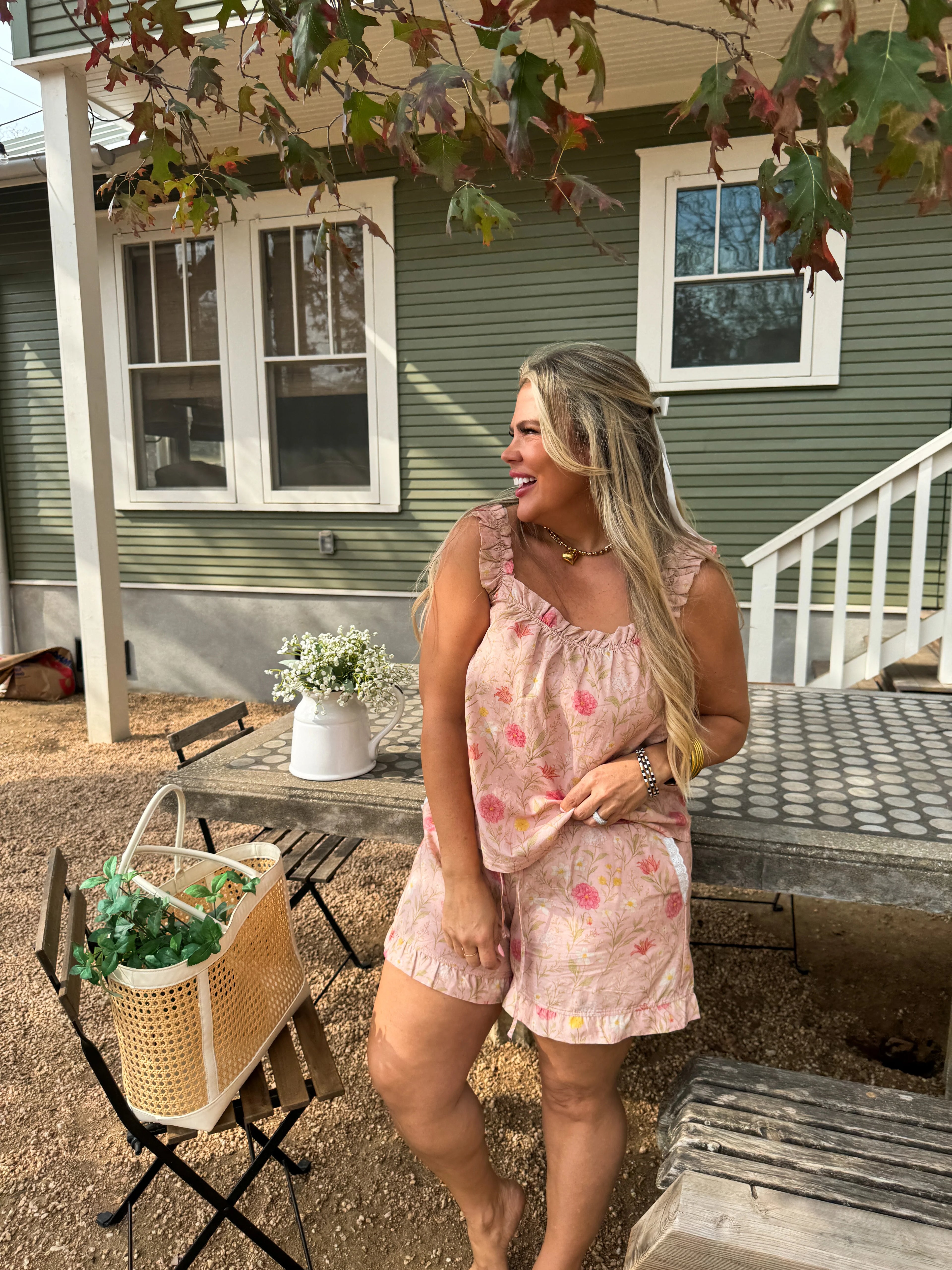 Sunday Morning Floral Shorts Set