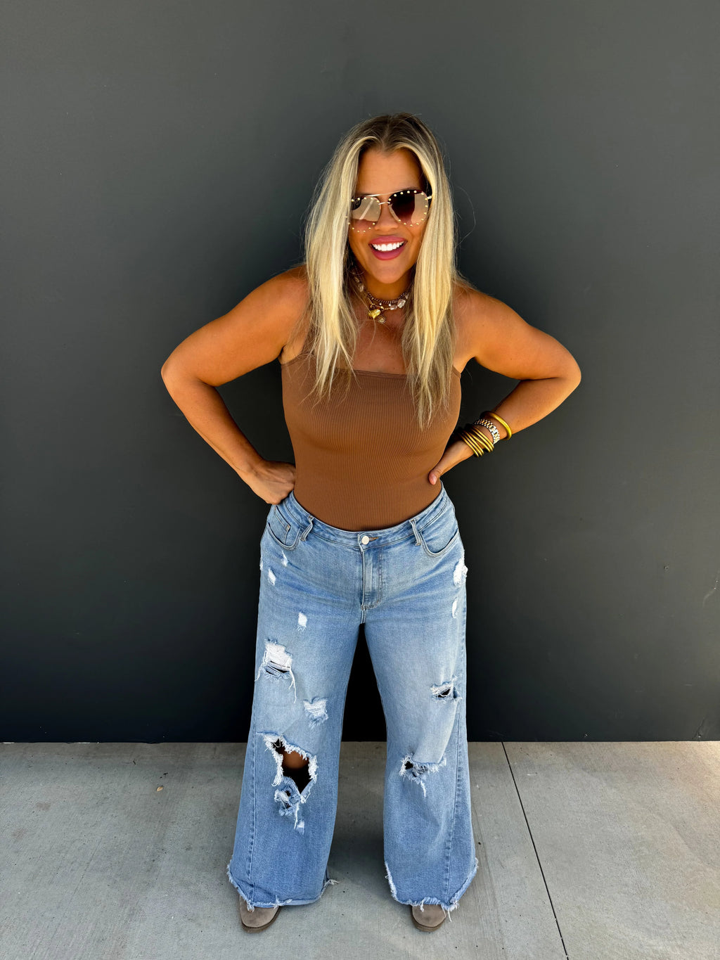 Drew Distressed Dad Jeans