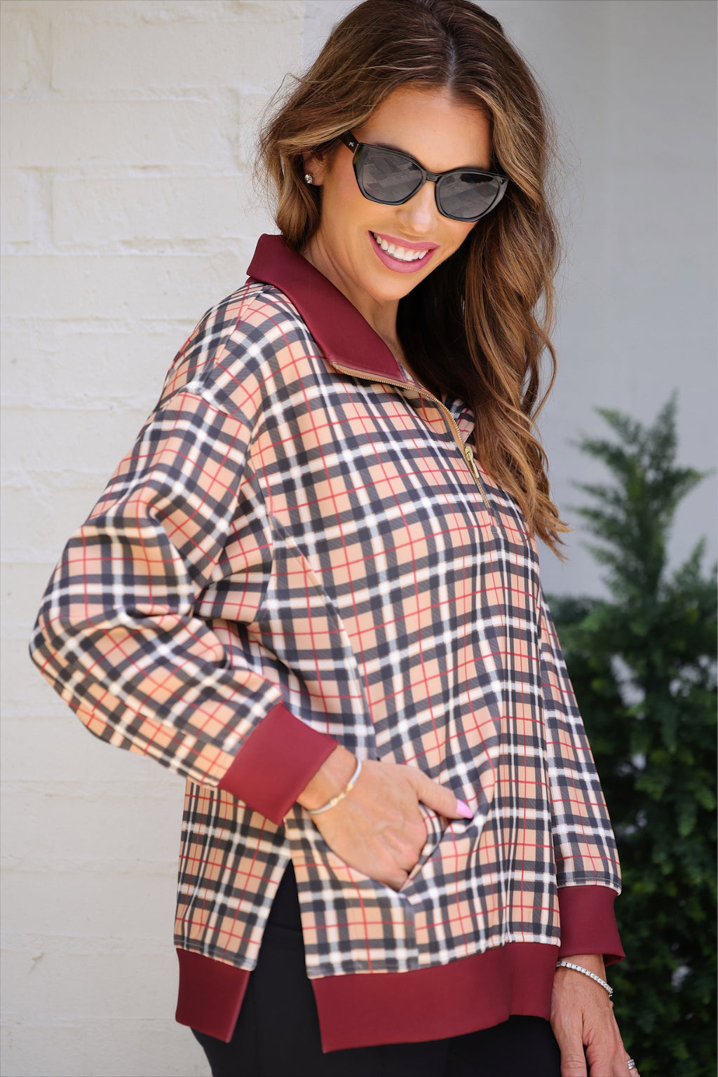 Hattie Plaid Quarter Zip