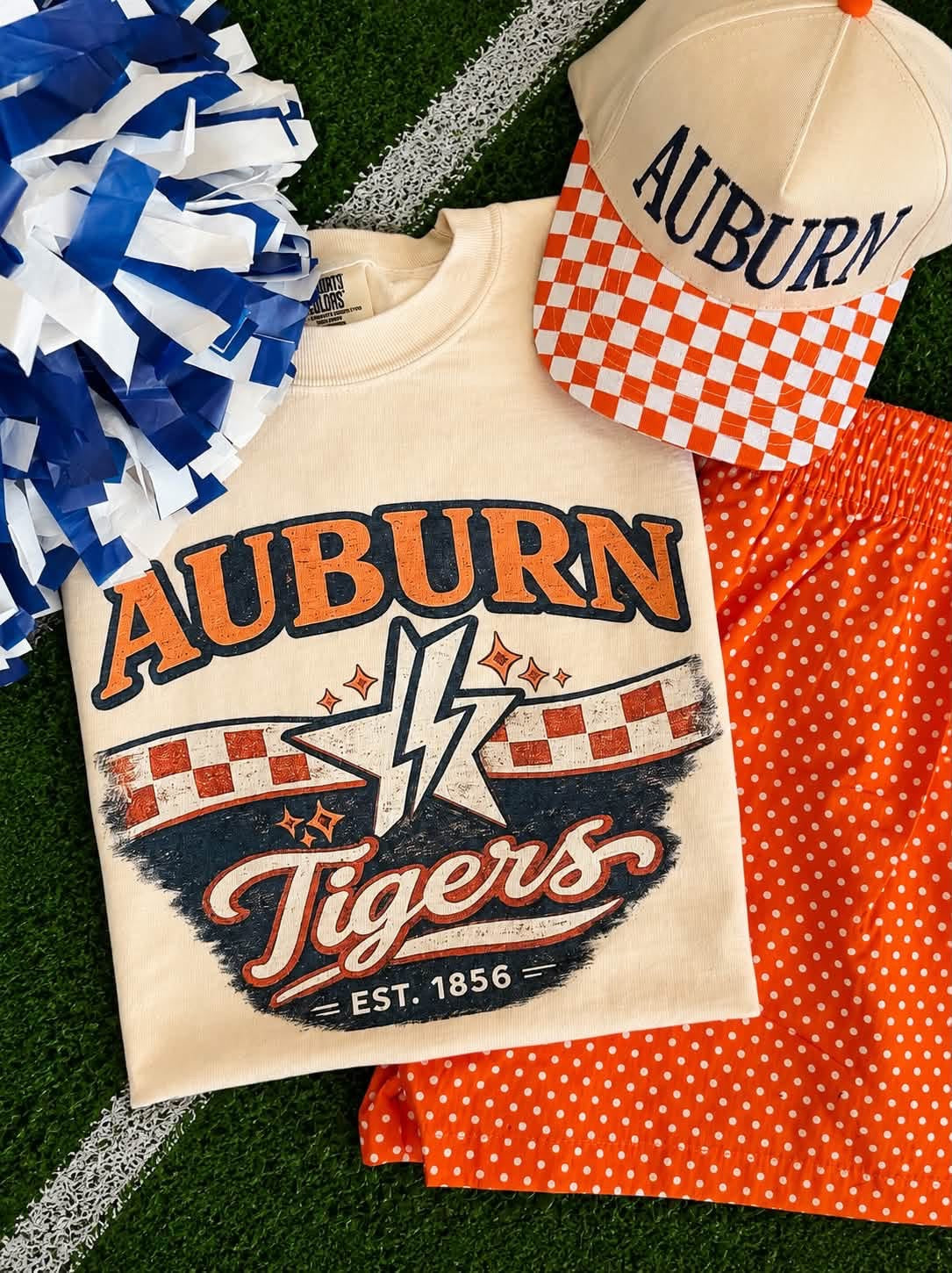 Auburn Checkered Bolt Tee