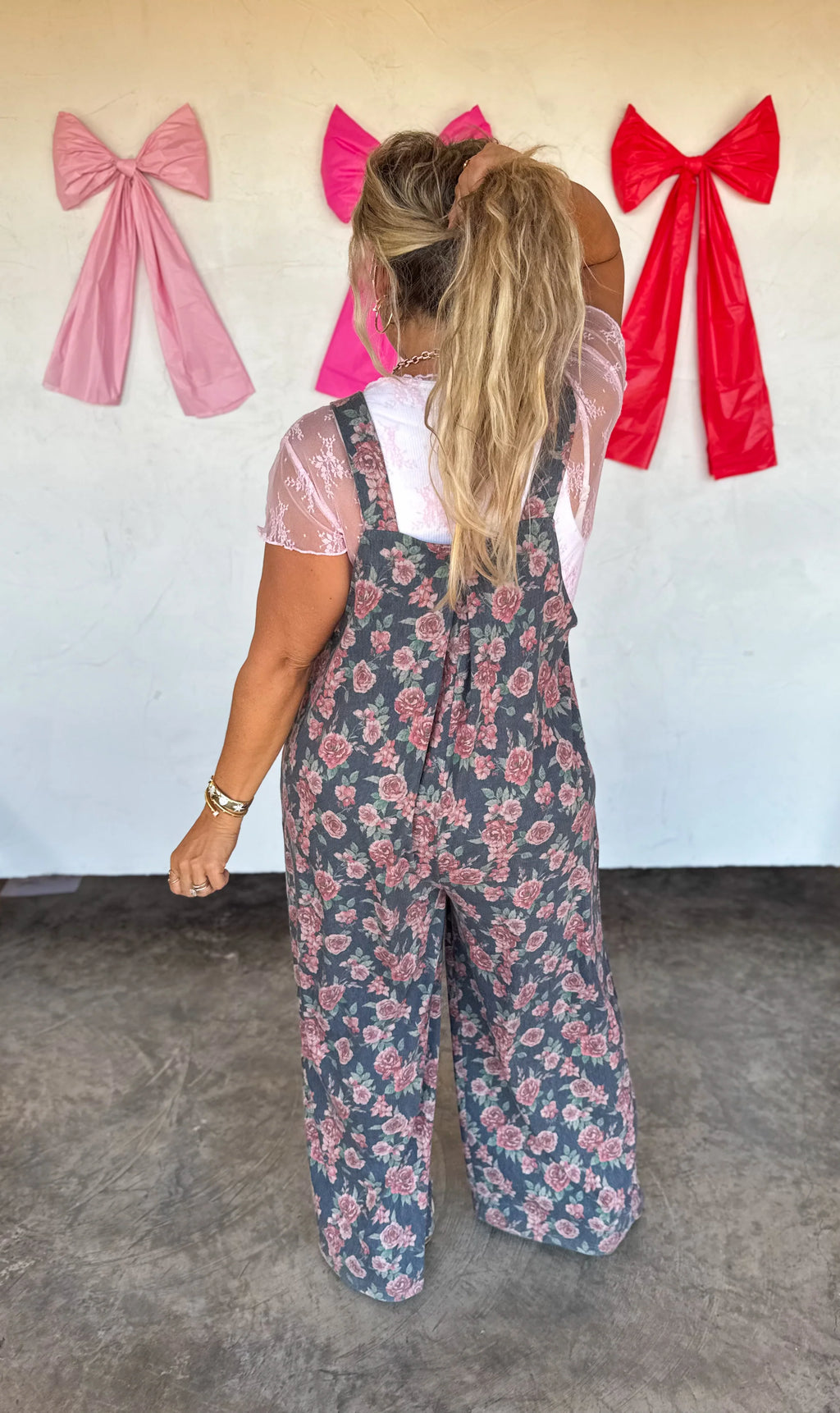 Denim Floral Overalls