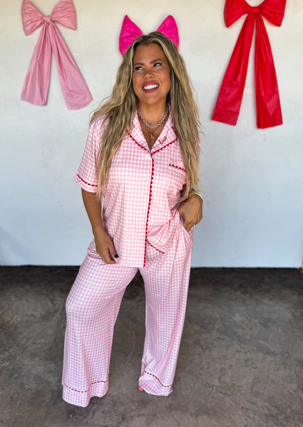 Pink Gingham Luxe Pj Set