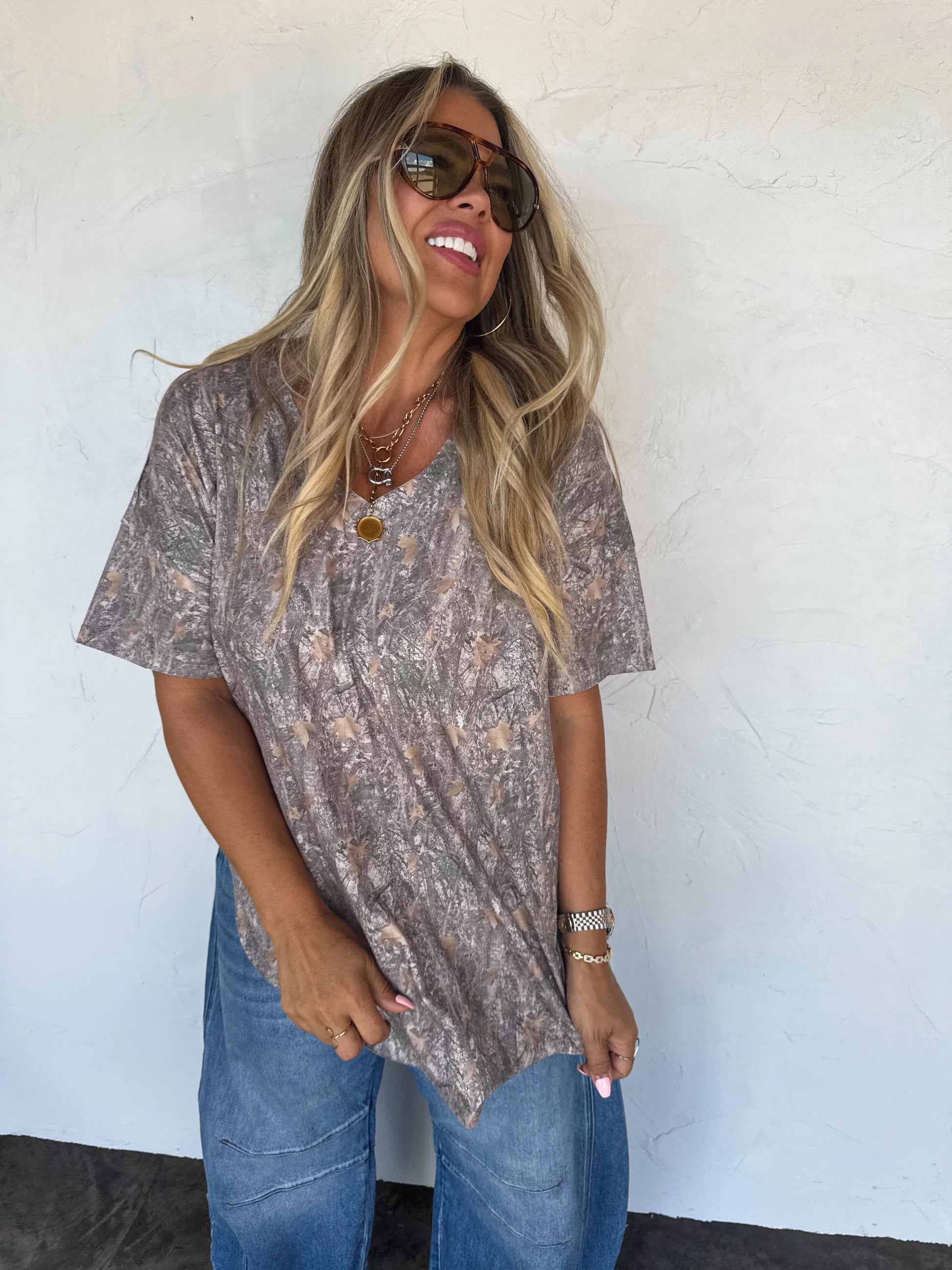 Joey V Neck Washed Cotton Boyfriend Tee