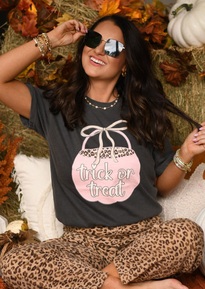 Trick Or Treat Leopard Bucket Tee