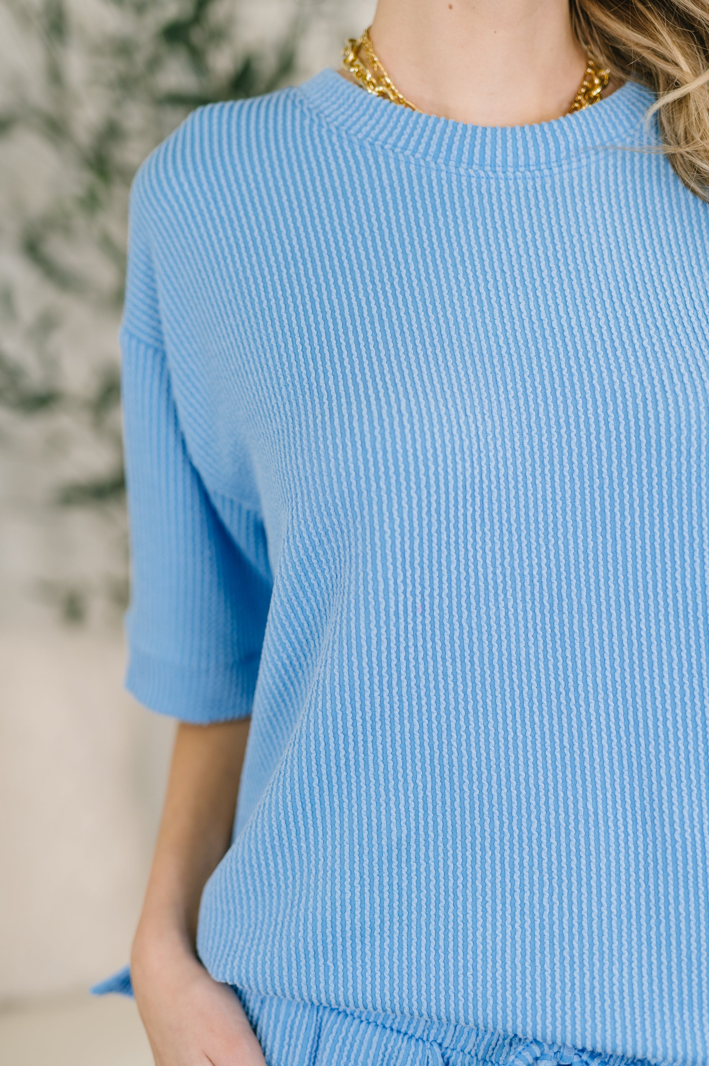 Fight the Feeling Top & Shorts Set in Sky Blue