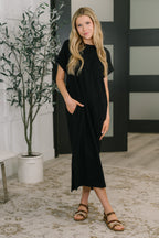 Harley Short Sleeve Midi Dress in Black