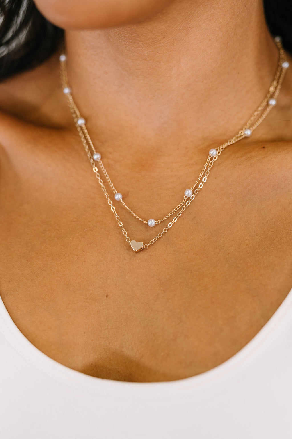 Heart of Gold Pendant Necklace Layered Set in Gold