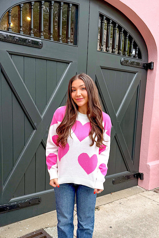 Bella Pink Heart Sweater