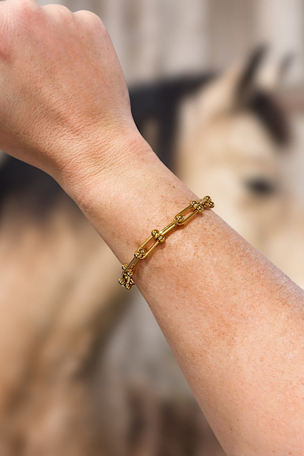 Gold Horseshoe Link Bracelet