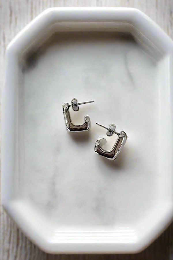 Square Silver Earrings