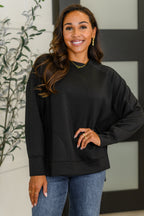 It's The Little Things Relaxed Scuba Pullover in Black