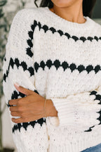 Ivy Lane Textured Sweater in White and Black