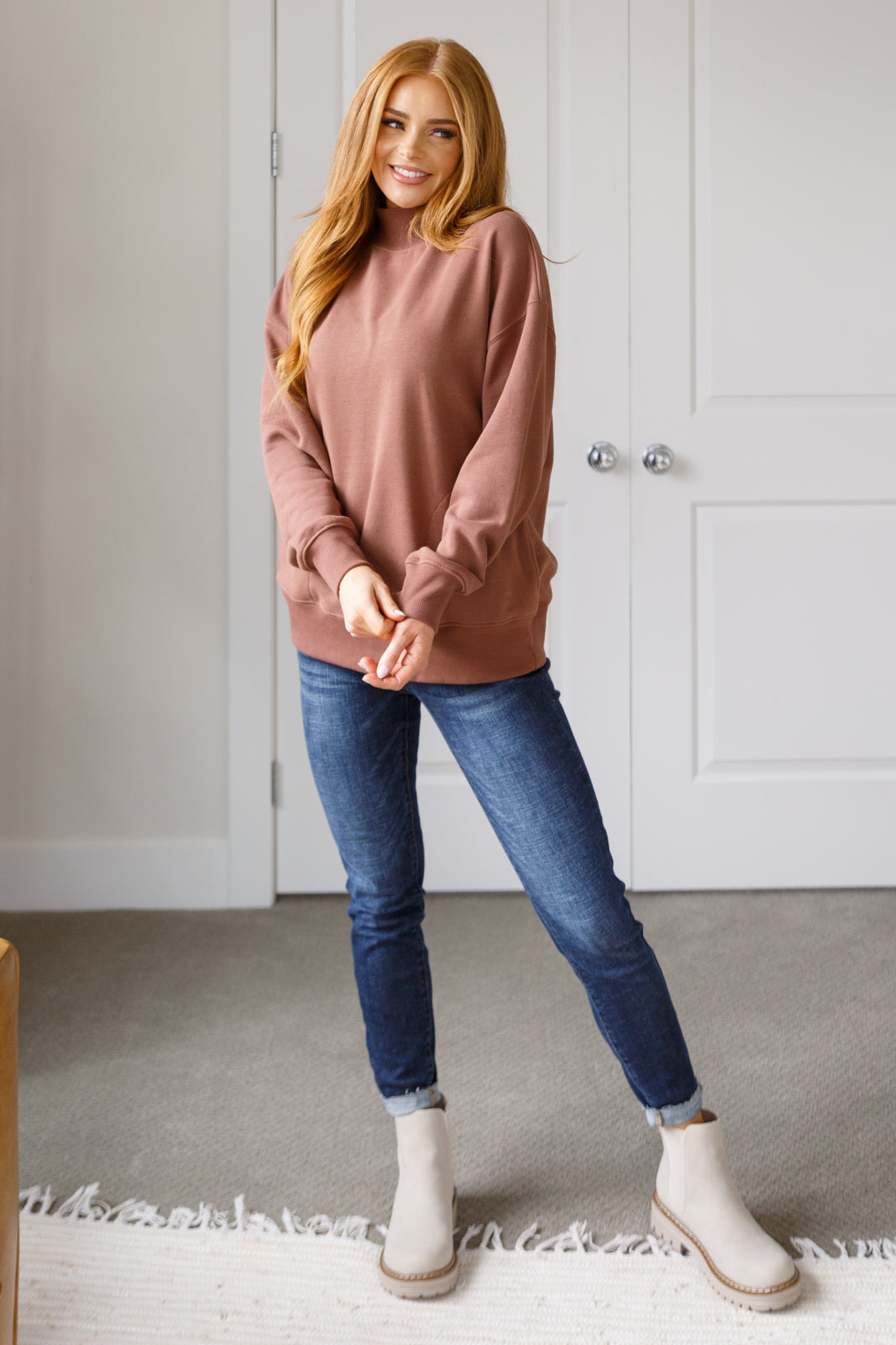 Make No Mistake Mock Neck Pullover