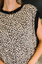 Meow's the Time Banded Hem Top in Leopard Print