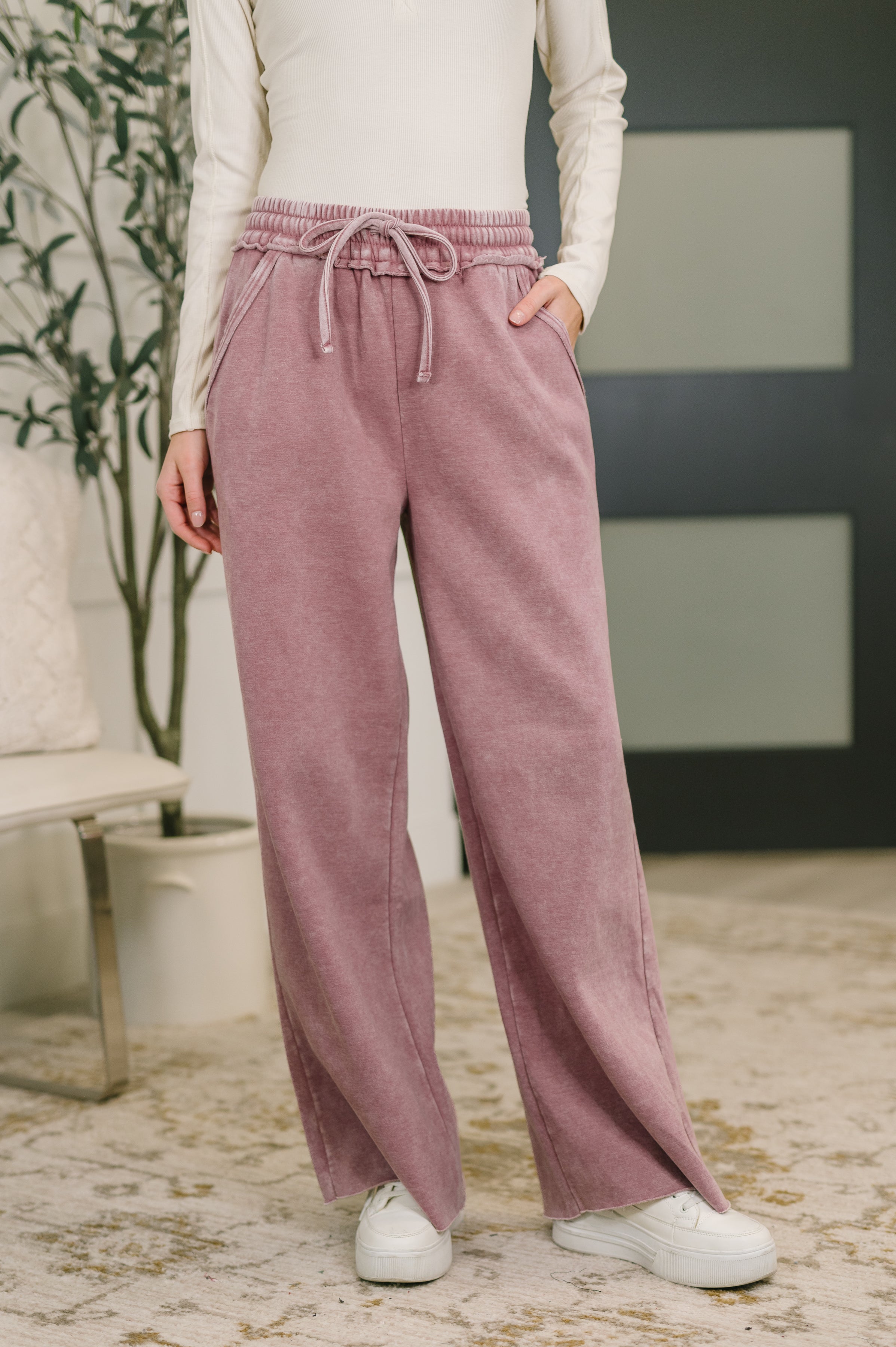 Nights Like This High Waist Sweats in Light Rose