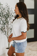 Pinkies Up Knit Top in White