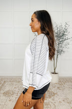 Preoccupied Striped Sleeve Top in Black