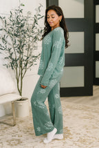 Snowflake Sniffles Pajama Set in Hunter Green