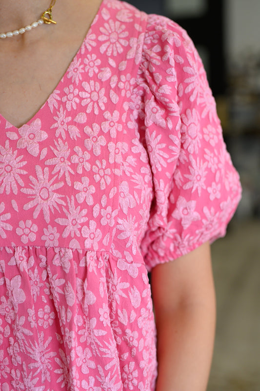 Softly Spoken Textured V-Neck Dress