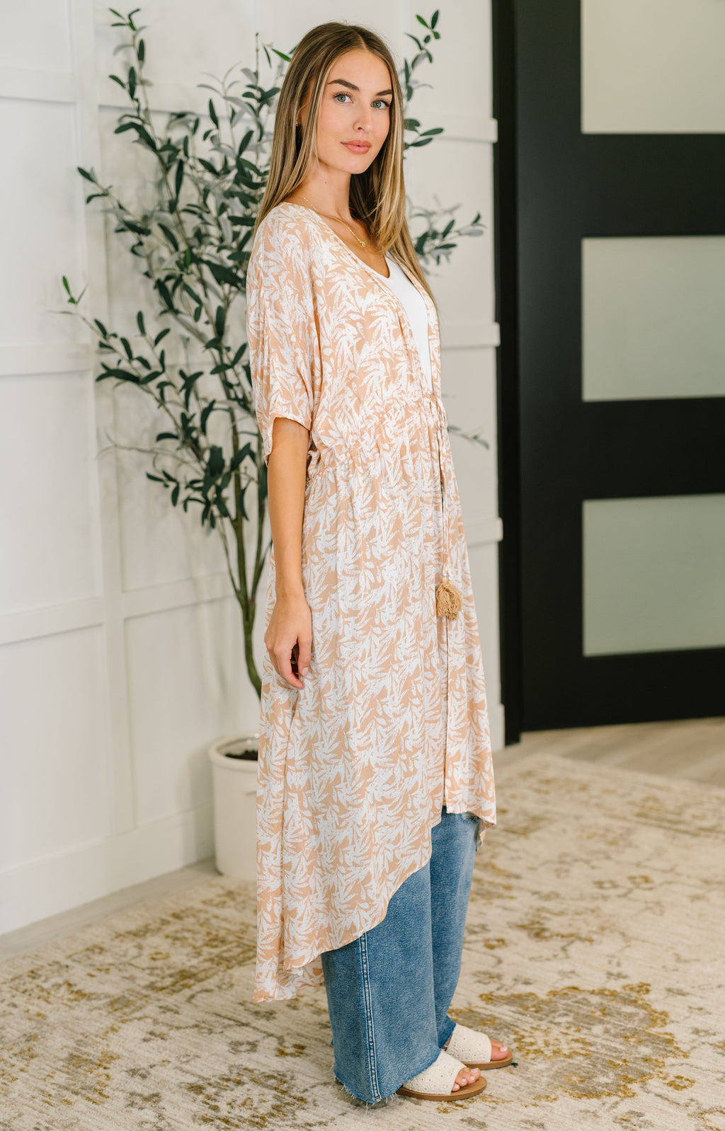 Vacation Time Kimono in Milk Tea
