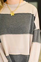 Two-Tone Take Drop Shoulder Top