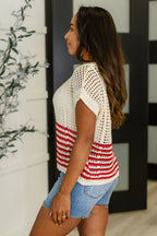 Vibes Don't Lie Net Tee Red Striped