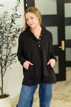 Warm Intentions Henley Pullover in Black