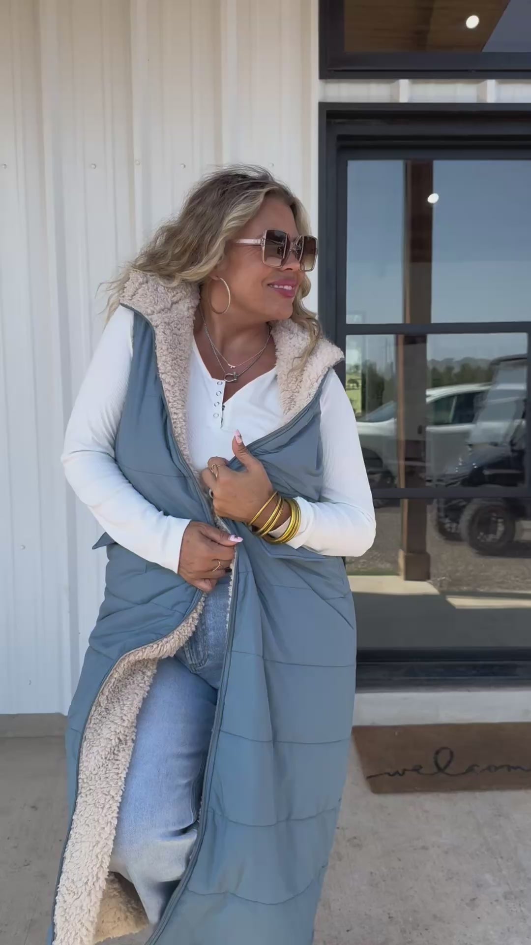Reversible Sherpa Puffer Vest