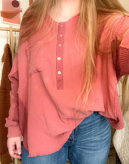 Henley Long Sleeve Top - Piper & Poppy